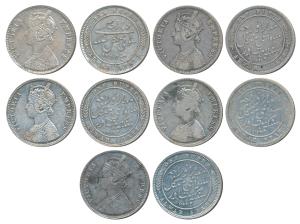 Mangal Singh, Silver Rupee (5), with the name and portrait of Victoria, with different dat