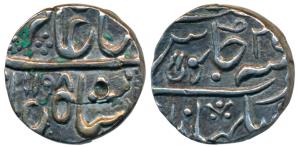 Ahalyabai Holkar, Silver ½ Rupee, 5.38g, Maheshwar Mint, with the name of shah Alam II, AH