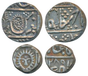 Tukoji Rao II, Silver ½ and ¼ Rupee, Malharnagar Mint, in the name of Shah Alam II, all da