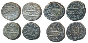 Bahadur Khan, Silver Kori, AH 1251; Mahabat Khan II, Silver Kori (3), AH 1275, 1278 and 12