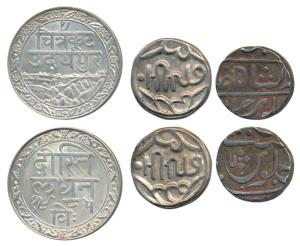Silver Rupee (3), Banswara, Lakshman Singh; Mewar, Fateh Singh, Udaipur Mint; Maratha, Muh