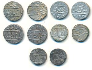 Silver Rupee (5), Gwalior Mint, AH 1236/15 with an inverted sword; Mewar, Chitor Mint; Mur