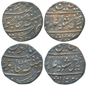 Arcot Mint, Silver Rupee (2), in the name of Shah Alam II, AH (1)220/45 and (1)221/43, cre
