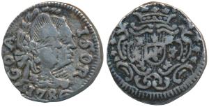 Goa, Maria I & Pedro III (1777-1786 AD), Silver ½ Pardao, 2.68g, obv. conjoined busts of t