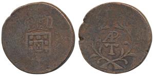 Goa, Miguel, Copper Tanga, 37.81g, obv. crowned arms, rev. ’AP’ above ’T’ within sprays (K