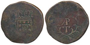Goa, Miguel, Copper Tanga, 37.57g, obv. crowned arms, rev. ’AP’ above ’T’ within sprays (K