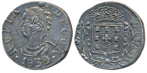 Goa, Maria II, Silver Rupia, 11.02g, 1839, obv. bust facing to left with denomination at l