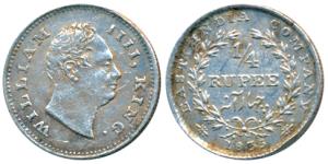 William IV, Silver ¼ Rupee, 1835, Bombay Mint, No initials, Wreath with 20 Berries (10L+10