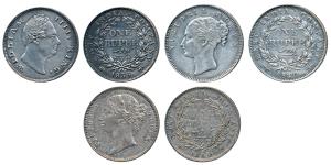 William IV, Silver Rupee, 1835, Bombay Mint, No initials; Victoria Queen, Silver Rupee (2)