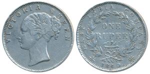 Victoria Queen, Silver Rupee, 1840, Calcutta Mint, continuous legend, Mule, English Head, 