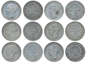 Victoria Queen, Silver Rupee, 1840 (6), Continuous legend. Fine to Very Fine. (6)
