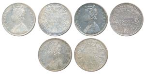 Victoria Empress, Silver Rupee (3), 1880, Bombay Mint; A3 / II / dot (Prid 155); A3 / IV /