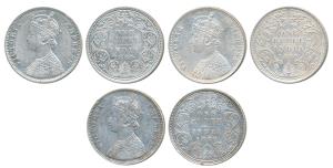 Victoria Empress, Silver Rupee (3), 1880, Calcutta Mint, A1 / I / C incuse, Bombay Mint; A
