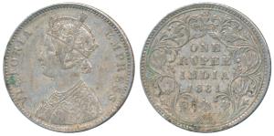 Victoria Empress, Silver Rupee, 1881, Bombay Mint, A3 / IV / dot, (Prid 157). Very Fine+, 