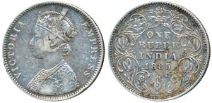 Victoria Empress, Silver Rupee, 1885, Bombay Mint, A3 / IV / B incuse, Unlisted in Pridmor