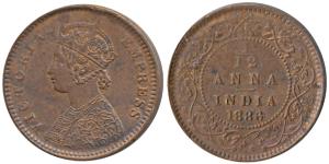 Victoria Empress, Copper 1/12 Anna (4), 1886, Calcutta Mint (Prid 791). Uncirculated. (4)