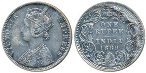 Victoria Empress, Silver Rupee, 1889, Bombay Mint, C2 / I / B raised, (Prid 176). Very Fin