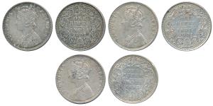 Victoria Empress, Silver Rupee, 1893 and 1901 (2), Bombay Mint. Very Fine+. (3)