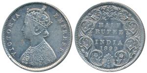 Victoria Empress, Silver ½ Rupee, 1899, Bombay Mint, A / I / B incuse, Inverted ’B’ (Prid 