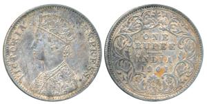 Victoria Empress, Silver Rupee, 1901, Calcutta Mint, Mule, A4 / I / C incuse, left over ob