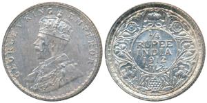 George V, Silver ¼ Rupee, 1912, Bombay Mint (Prid 454). Uncirculated.