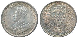 George V, Silver 2 Annas, 1913, Bombay Mint (Prid 566). Uncirculated.