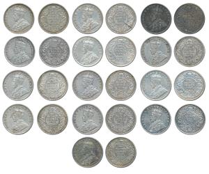 George V, Silver Rupee, 1913, 1916, 1917 (3), 1918 (5), 1919 (2), Bombay Mint; 1913, Calcu