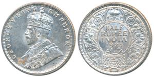 George V, Silver ½ Rupee, 1924, Calcutta Mint, (Prid 327). About Uncirculated.