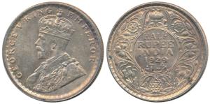 George V, Silver ½ Rupee, 1929, Calcutta Mint, (Prid 331). Nice golden toning, Uncirculate