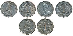 George V, Cupro-Nickel Anna (3), 1930, 1934 and 1935 Calcutta Mint (Prid 936, 938 & 939). 