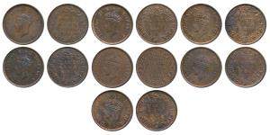George VI, Bronze ¼ Anna, 1938, 1st head, Calcutta and Bombay Mint, (Prid 684 & 689); 1939
