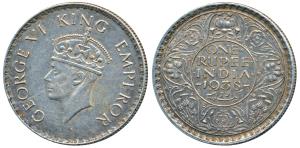 George VI, Silver Rupee, 1938, Bombay Mint, A / I, with dot, (Prid 234). About Extremely F
