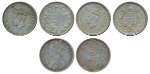 Victoria Queen, Silver Rupee, 1862; George VI, Silver Rupee (2), 1941 and 1944. Very Fine.