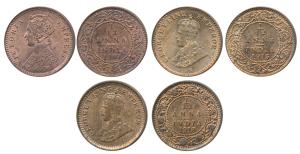 Victoria Empress and George V, Copper 1/12 Anna, 1901, 1915 and 1918, Calcutta Mint (Prid 