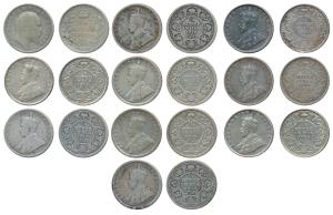 Edward VII and George V, Silver ¼ Rupee (10), 1906, 1914 (2), 1916 (2), 1918, 1919, 1928 (