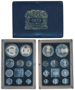 1973 Proof Set, Grow More Food, set of 10, 1 Paisa to Rupees 20. In immaculate condition, 