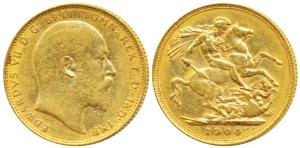 Australia, Edward VII, Gold Sovereign, 8g, 1904, ’M’ mint mark for Melbourne Mint (KM 15).
