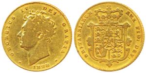 Great Britain, George III, Gold ½ Sovereign, 1828, St. George slaying a dragon on rev. (KM