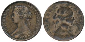 Great Britain, Victoria, Copper ½ Penny, 5.56g, Error, Brockage, nice deep and complete la