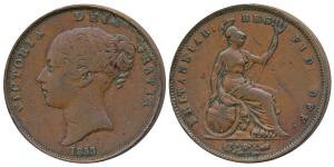 Great Britain, Victoria, Copper Penny, 1853 (KM 739). Very Fine.
