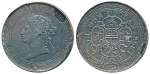 Hong Kong, Victoria, Silver Dollar, 1868, obv. crowned head to left, rev. value and date w