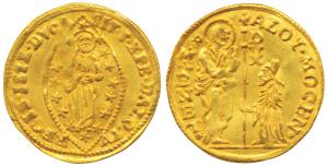 Italy, Venice, Gold Venitian Zecchino, 3.5g, obv. Saint Marco standing right, presenting b