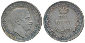 Somalia Italia, Silver Una Rupia, 1913 (KM 6). Extremely Fine, Rare.
