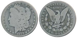 United States of America, Silver Morgan Dollar, 24.84g, 1879 (KM 110). Fine.