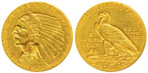 United States of America, Gold (Dollar) $2½, 4.11g, Indian Head on obv., 1911 (KM 128). Ab