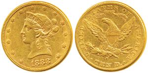 United States of America, Gold (Dollars) $10, 16.69g, 1888, ‘S’ mint mark for San Francisc