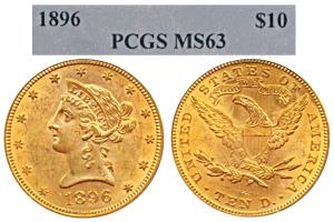 United States of America, Gold (Dollars) $10, 16.78g, 1896, Liberty head on obv., Motto ab