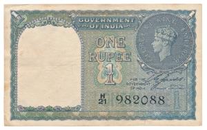 George VI, Rupee 1, 1940, signed C. E. Jones, serial number in black (J&R 4.1.1A). Very Fi