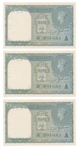 George VI, Rupee 1, 1947, signed C. E. Jones, serial number in green, in order of serial n