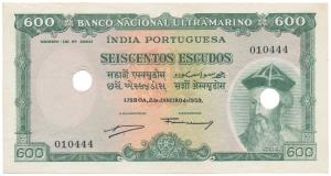 Indo-Portuguese, 600 Escudos, 7th issue, 1959, Banco Nacional Ultramarino, (J&R 12.39.1). 